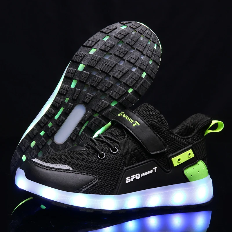 Children\'s Casual Shoes LED USB Charging Luminous Glowing Sneakers for Boys Girls Led Sneakers with Luminous Sole Lighted Shoe C