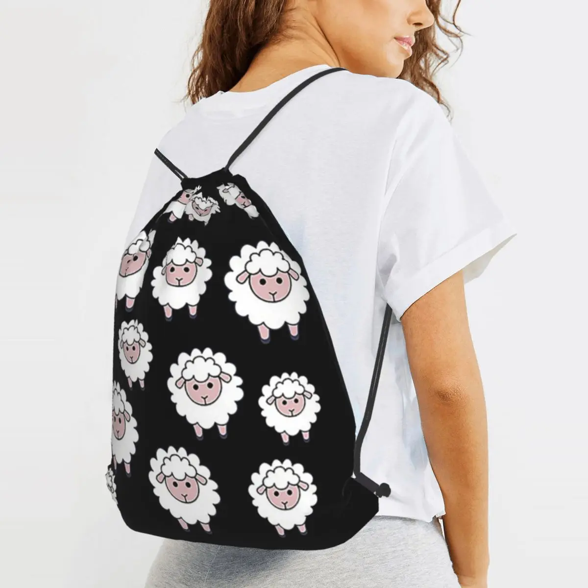 A Sweet Herd Of Sheep Is Watching You Backpacks Portable Drawstring Bags Sundries Bag Book Bags for Man Woman School