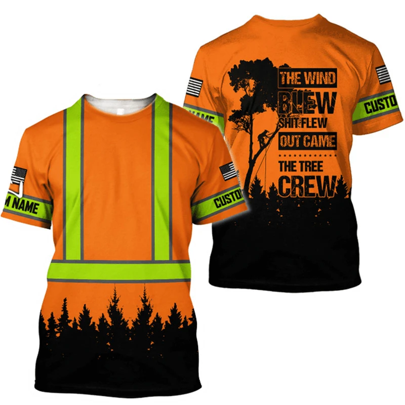 Retro Arborist Graphic T Shirts For Men Fashion Summer Crew Neck 3D Printed Short Sleeve T-shirts Loose Vintage Breathable Tees