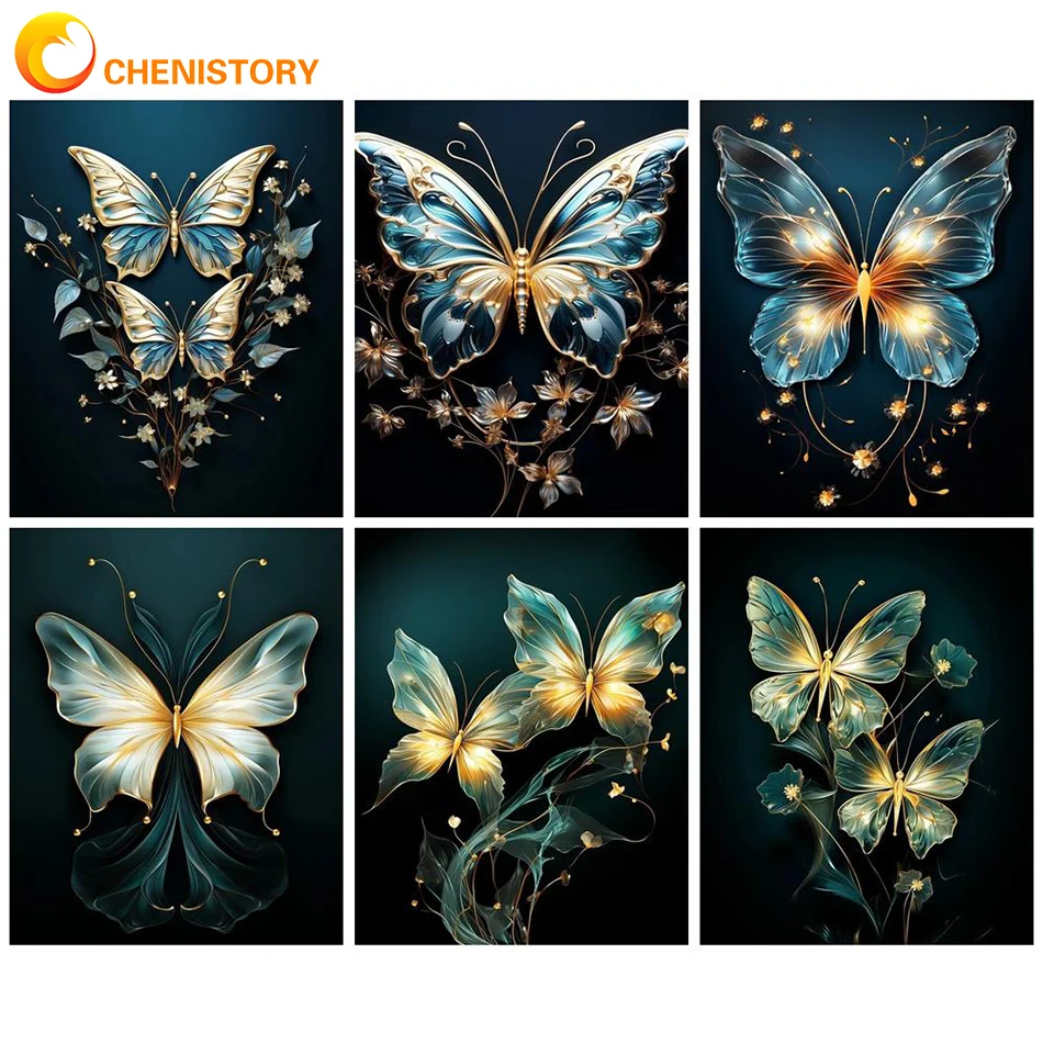 

CHENISTORY Interior Painting By Numbers Butterfly Handpainted On Canvas Painting Scenery DIY Coloring By Numbers Unique Gift Dec