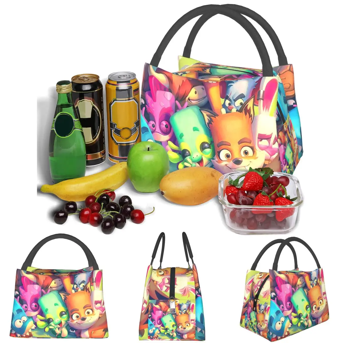 Zooba Friends Lightweight Handheld Insulated Lunch Bag Large Capacity for Adults Students Travel Picnic