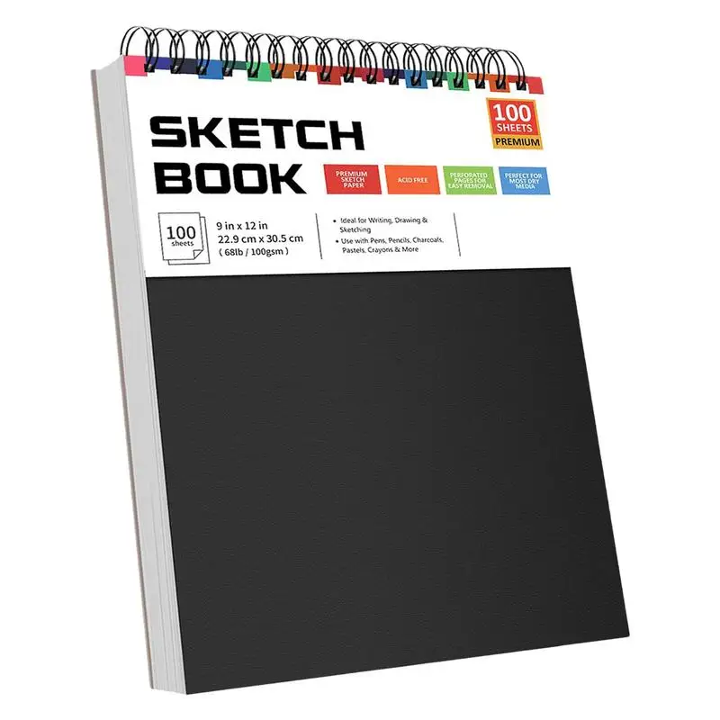 Empty Sketch Book 9x12inch Sketching Work School Writing Book Artistic Drawing Painting Writing Paper Spiral Bound Sketch Pad