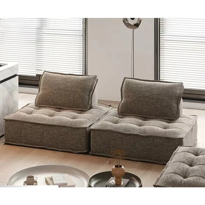 Living room square cotton and linen fabric module free combination lazy compression sofa