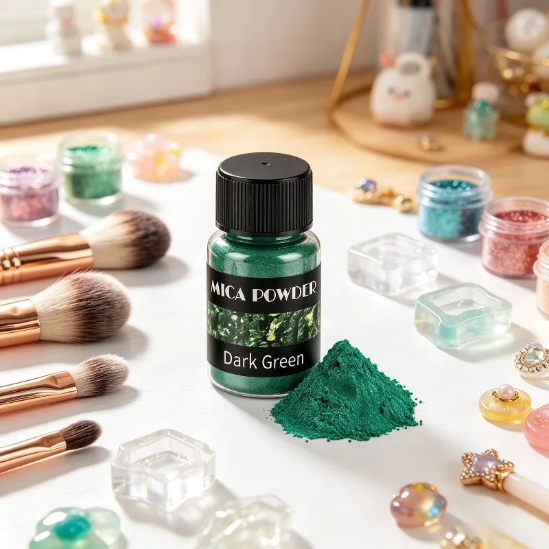 Fabricación de Joyas - Polvo de Mica Verde Oscuro, Fabricación de Jabones y Velas, Proyectos de Bricolaje, Polvo Fino, Alta Pureza, para Entusiastas del Bricolaje