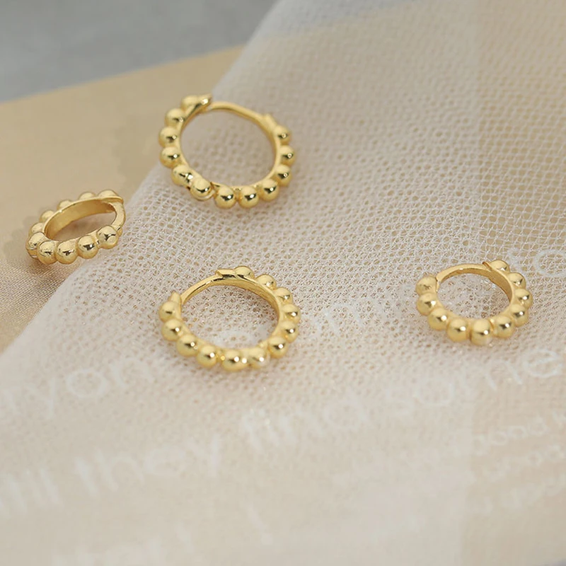 ENSHIR Lucky Beads Small Hoop Earrings For Women Men Simple Fashion Ins Jewelry Gifts Daliy Party Wholesale