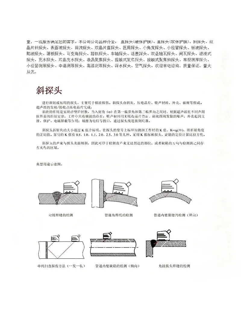 2MHz 20×22 70°F Ultrasonic Oblique Probe — Steel Structure Weld Flaw Detector, Non-Destructive Testing Equipment