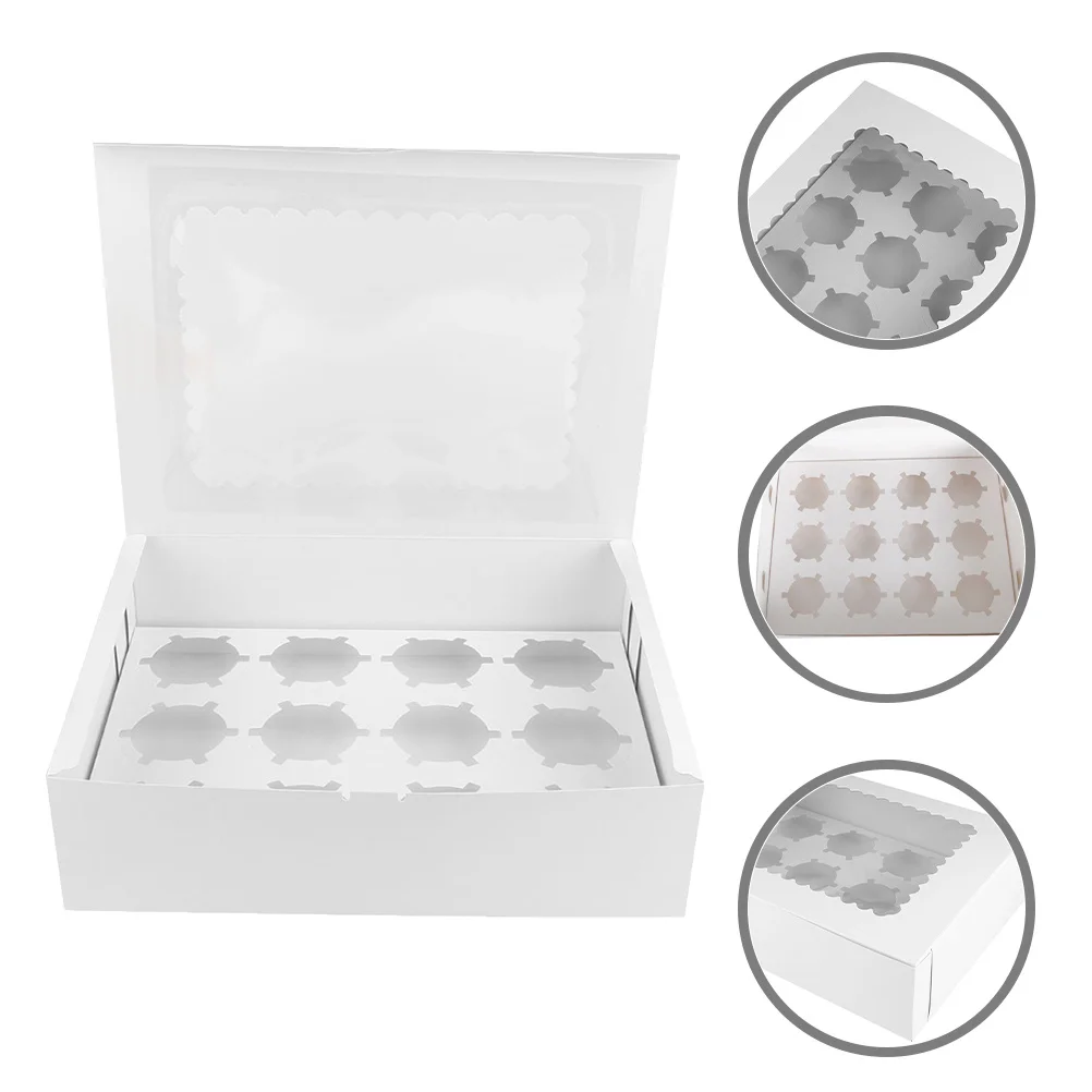 Cajas para cupcakes elegantes, soporte de 12 rejillas, postres para fiesta de cumpleaños, Mini cajas para pasteles, caja para cupcakes resistente y segura para alimentos, 4 Uds.