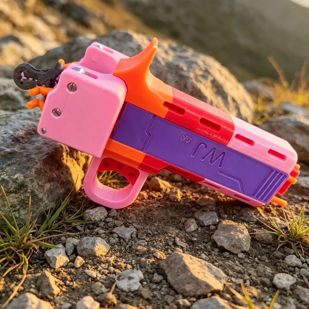 Portable EDC Creative 3D Printing Outdoor Rapid Fire Mechanical Automatic Loading Metal Pulley Magnetic Suction Rubber Band Tool