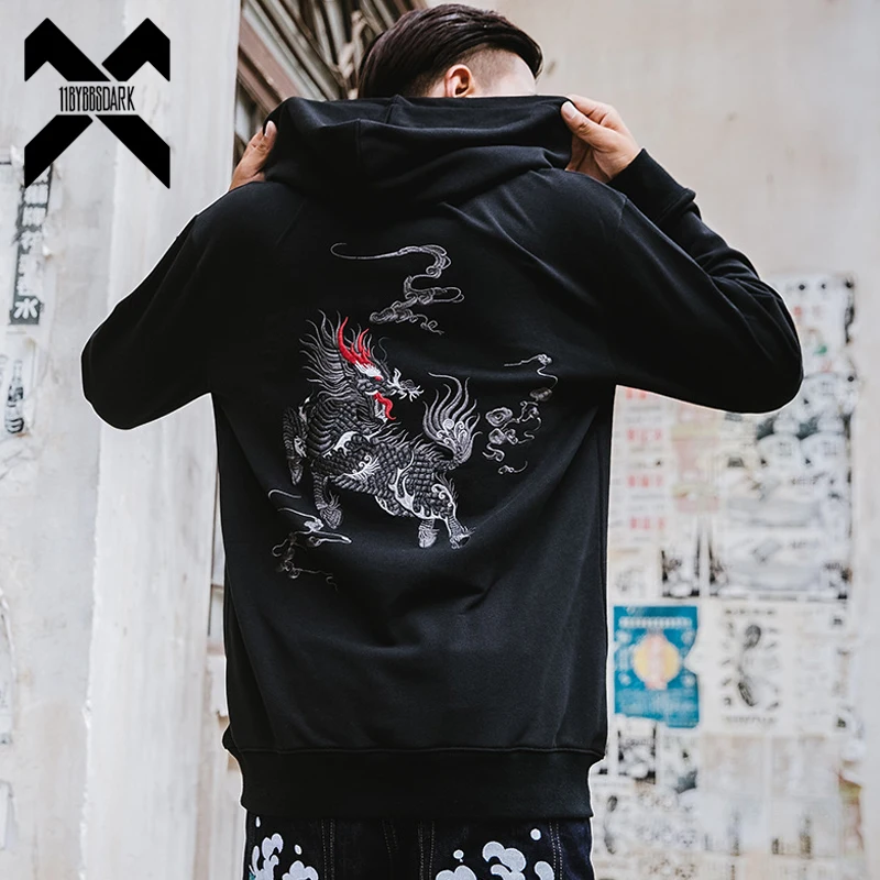 2023 Autumn Hip Hop Hoodie Men Women Kirin Embroidered Couple Sweatshirt HipHop Streetwear Hoodies Cotton Black Y2K Clothing