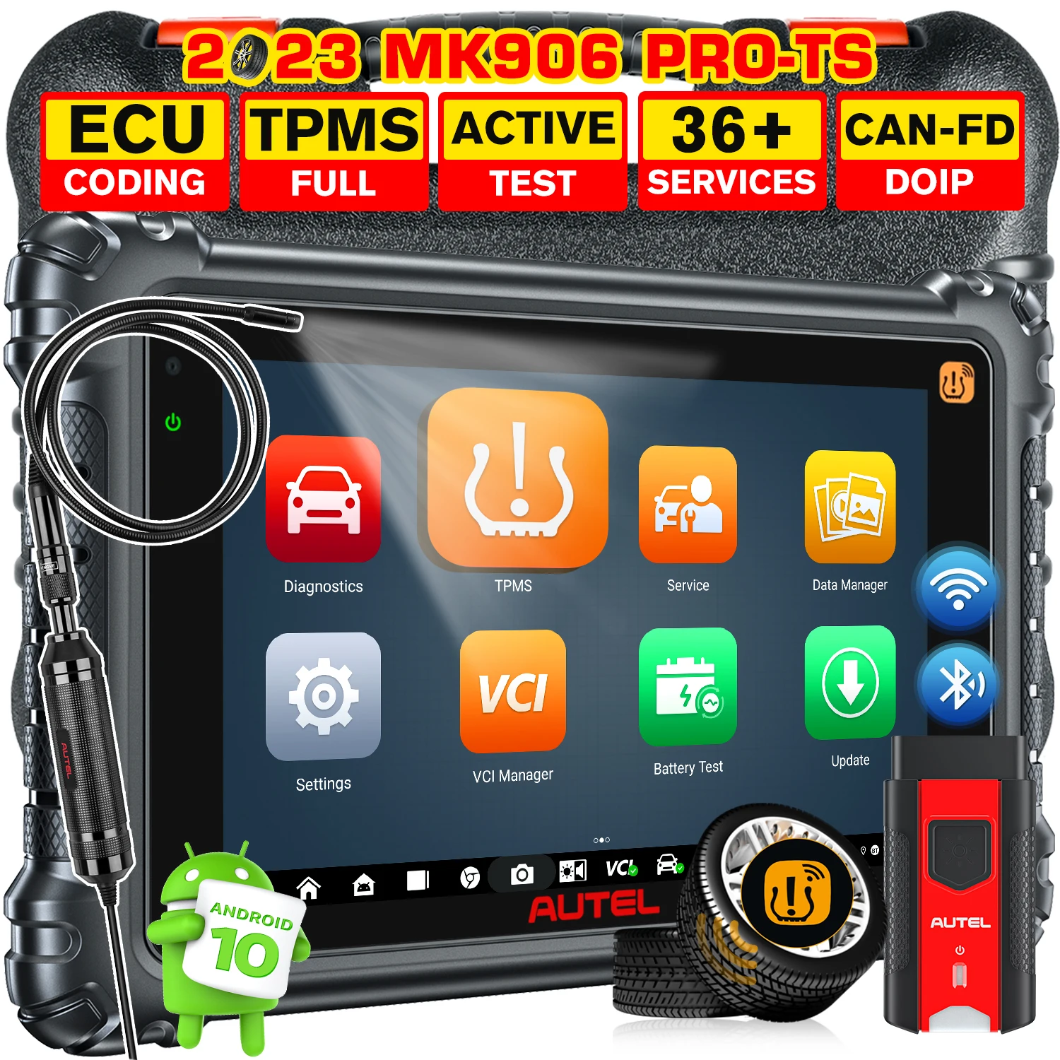 Autel Scanner MaxiCOM MK906PRO TS Car Bidirectional Tool with ECU Coding, 36+ Service, All Systems Diagnostics, Top TPMS Scanner