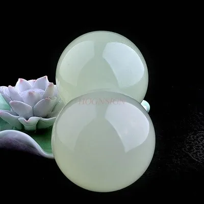 Natural Afghan ice white jade handball health ball for the elderly Tai Chi fitness ball solid hand turn handle
