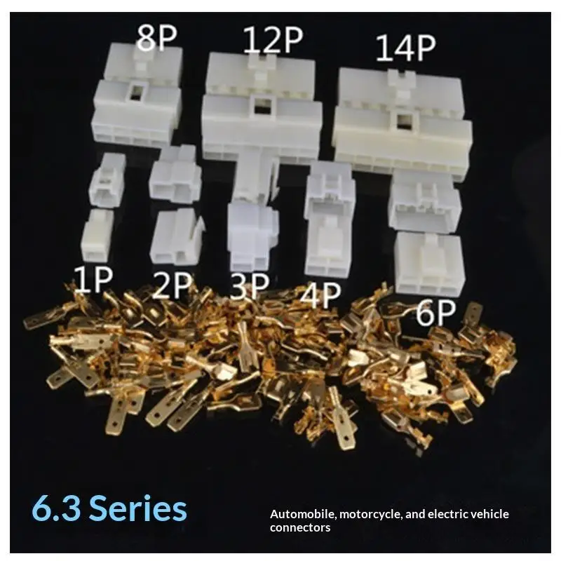 63 Series Electrical Wire Connector Kit High Conductivity Gold Plated Terminals Multiple Pin Sizes for Marine Wiring Maintenanc