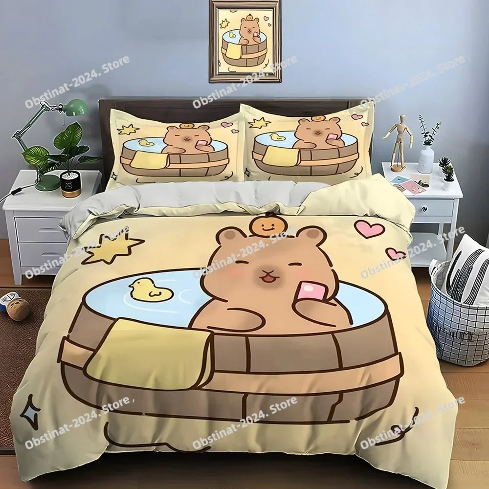 

2025 Top 3D Cute Cartoon Capybara Print Bedding set Printed Duvet Cover Pillowcase Single Double Queen Super For King Size Sets