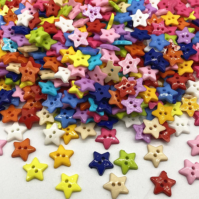 New 12mm-15mm-20mm Colours Five- Pointed Star with Two Eye Buttons  Resin Sewing Buttons Diy Scrapbooking Multicolour