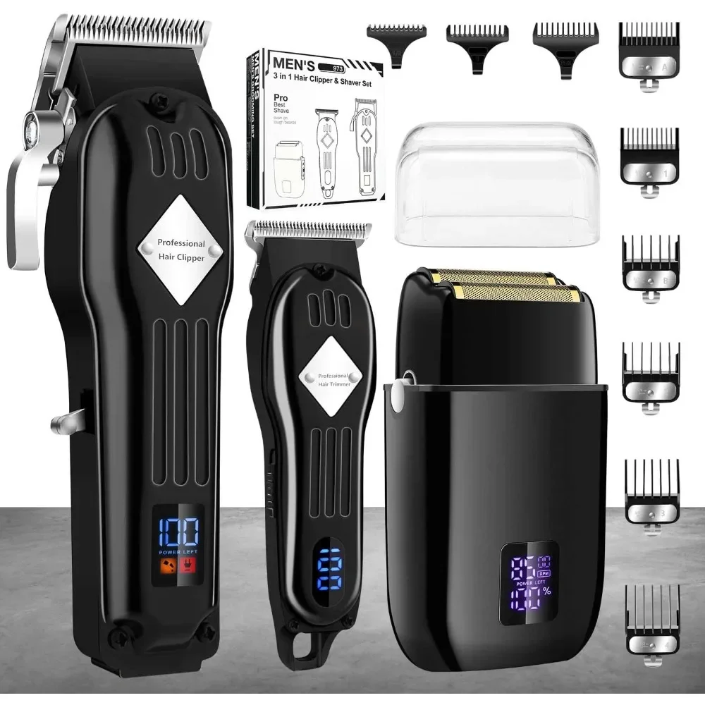 

Professional Hair Clippers/Hair Trimmer/Beard Shaver Kit for Men, Cordless Barber Clipper Hair Cutting Kit, Beard T Outliner Kit