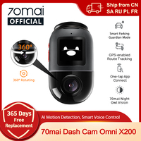 70mai Dash Cam X200 Omni  360° Full View 70mai Camera Car DVR X200 Built-in GPS ADAS 24H Parking Monitor eMMC Storage AI Motion