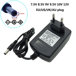 Uniwersalny zasilacz 7,5 V 2 A 8,5 V 9 V 9,5 V 10 V 12 V 3 A Zasilacz UK AU EU US Wtyczka 7 V 2,5 A AC DC 7 V Adapter Transformator