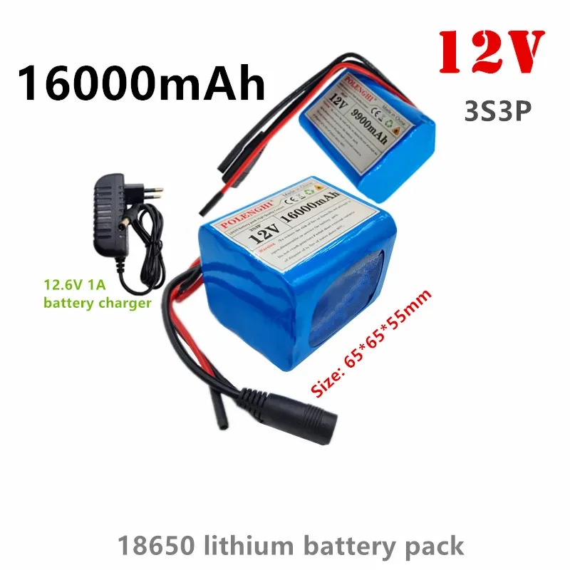 

3S3P 12V 9900-16000mAh 18650 High Capacity Li-ion Battery Packs