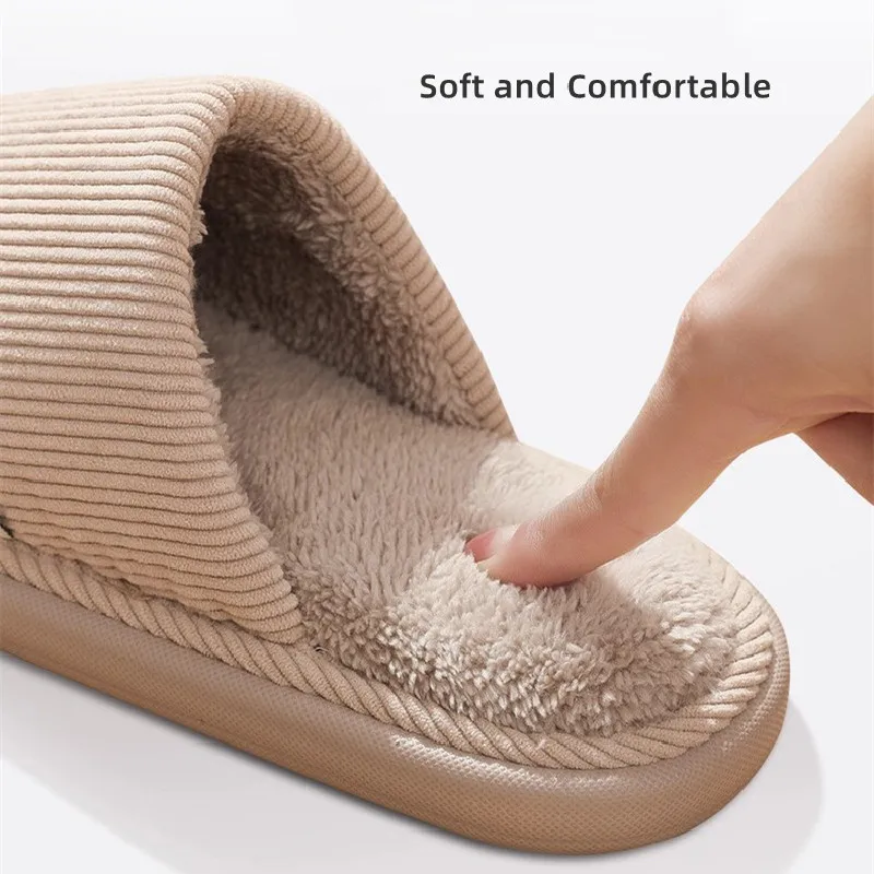 Winter Warm Slippers Women House Couples Non-Slip Soft Cotton Shoes Thick Sole Comfortable Flats Men Bedroom Plush Slipper