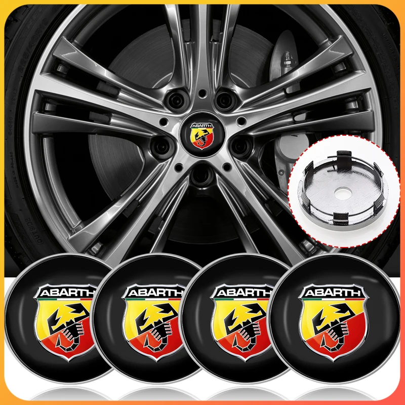 4pcs 60mm Car Wheel Center Hub Cap Rim Cover Emblem Stickers For Abbas Abarth Punto 124/125/500 Stilo Ducato Car Accessories