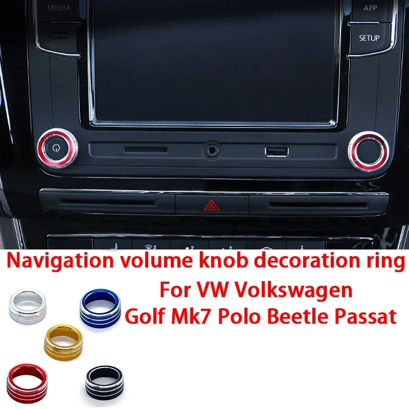 1pair Dashboard Navigation Volume Adjust Knob Decoration Ring Trim Cover For Volkswagen VW Golf MK7 Polo Beetle Passat Interior