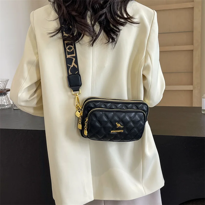 2024 Small Lingge Women\'s Bag New Trend Ins Small Fragrant Style Shoulder Bag Niche Handbag Three-layer Casual Crossbody Bag