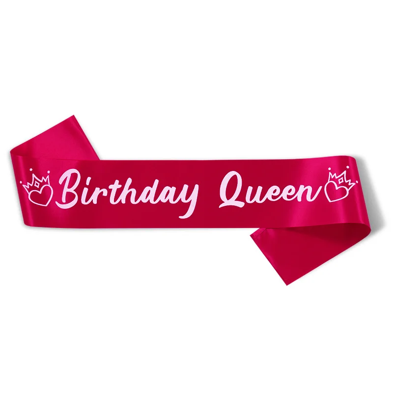 Birthday King/Queen Birthday Party Etiquette Strap Supplies One Piece For Men And Women Satin Cloth Print Ribbon