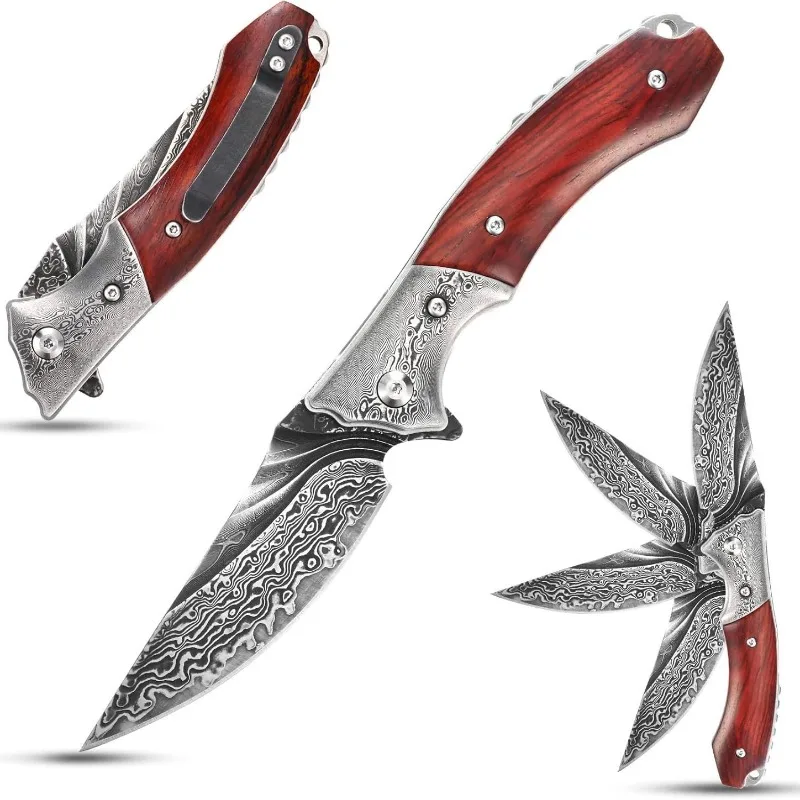 

ST253 Folding Pocket Outdoor Camping Survival Knife Tactics Blade Damascus Steel Knives Utility Fruit Self-defense EDC Tools