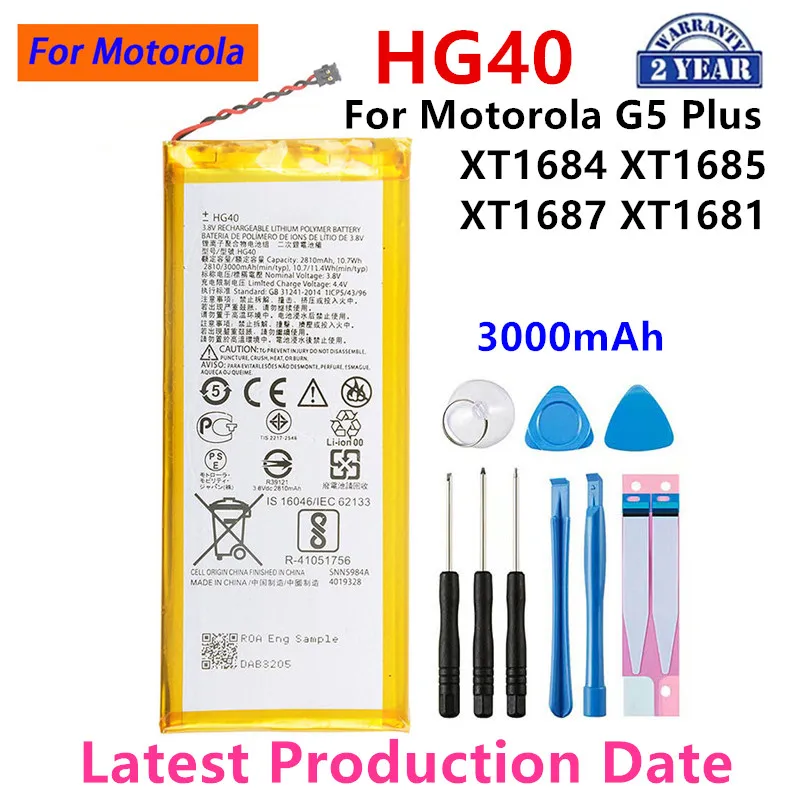 

100% Original HG40 3000mAh Battery For Motorola Moto G5 Plus XT1684 XT1685 XT1687 XT1681 Replacement Phone Batteries+Tools