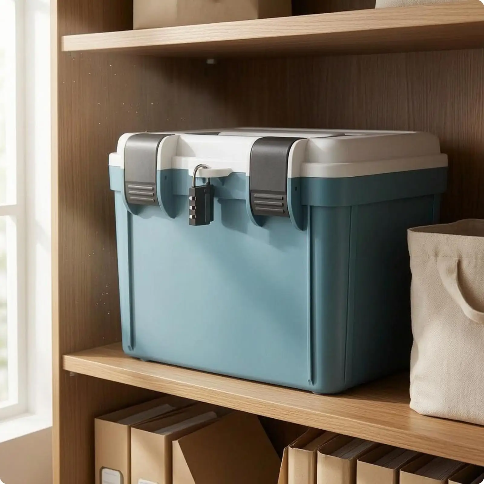 Keyless Lockable Storage Container ABS Solid Body with Top Handle Sealed Lid for Keeping Valuables Safe and Tidy