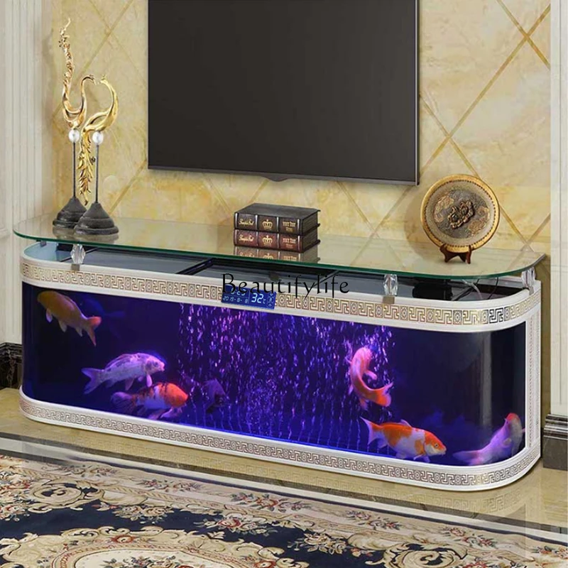 Glass TV Cabinet Fish Tank Aquarium Medium and Large Floor Wall Ecological Automatic Circulation