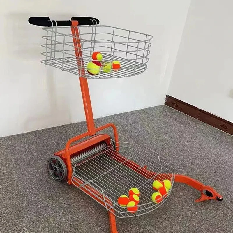 Aluminium Automatic Ball Receiver Tennis Ball Collector Machine Training Orange Steel Court Pick Up Hand Push