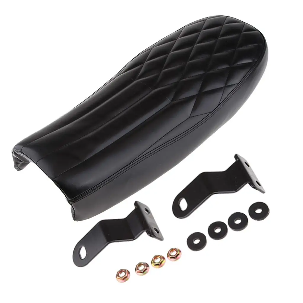 Assento longo para motocicleta Cafe Racer sela plana com kit de montagem 630 mm