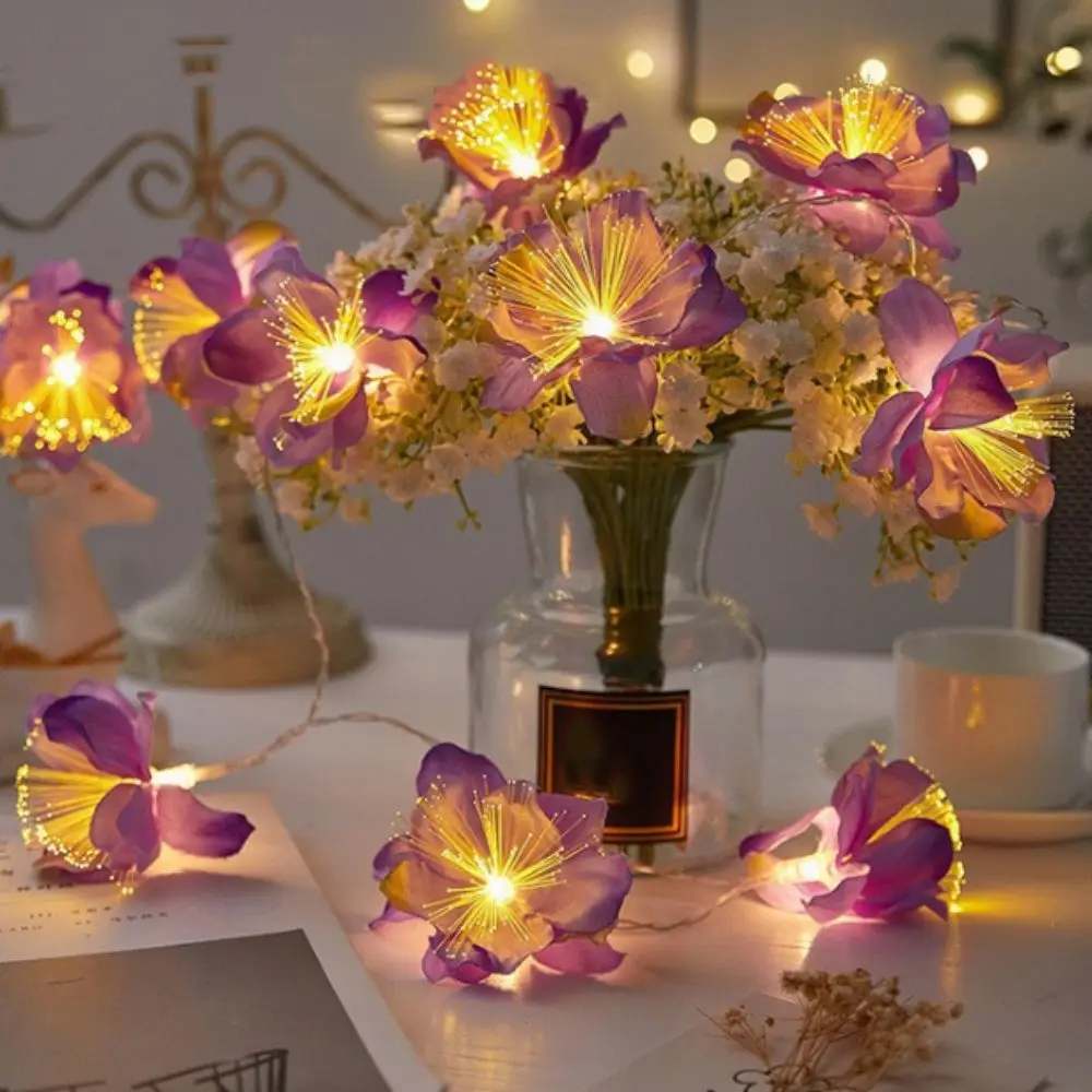 

Fiber Optic LED Optic Fairy Light Artificial Flowers Lantern Strings Party Decoration Simulation Atmosphere Lights for 3V