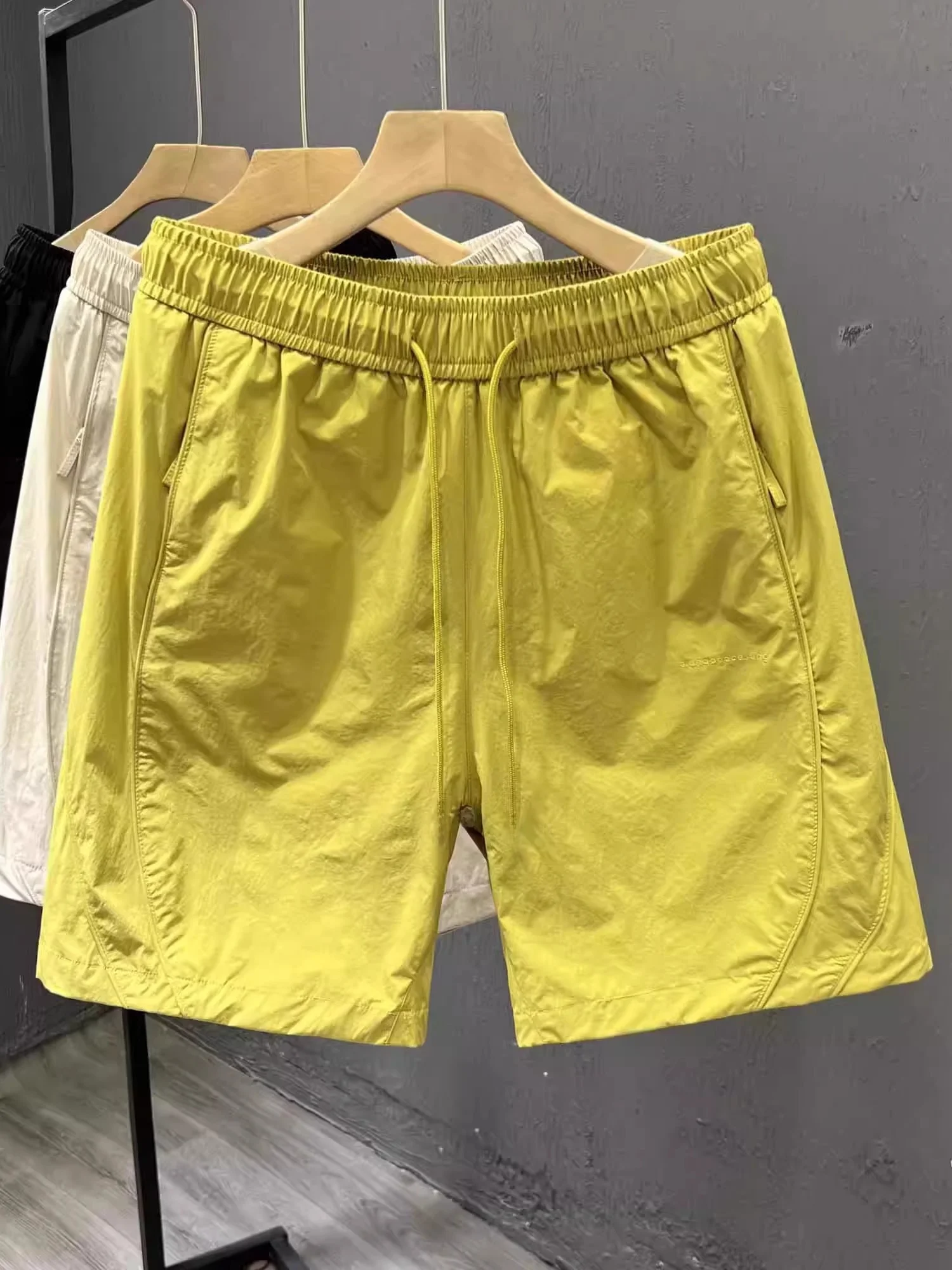 New Men's Faionable ort Pants Five-Pointed Straight Leg Summer Casual Trousers Side ket Simple Line Design Polyester F...