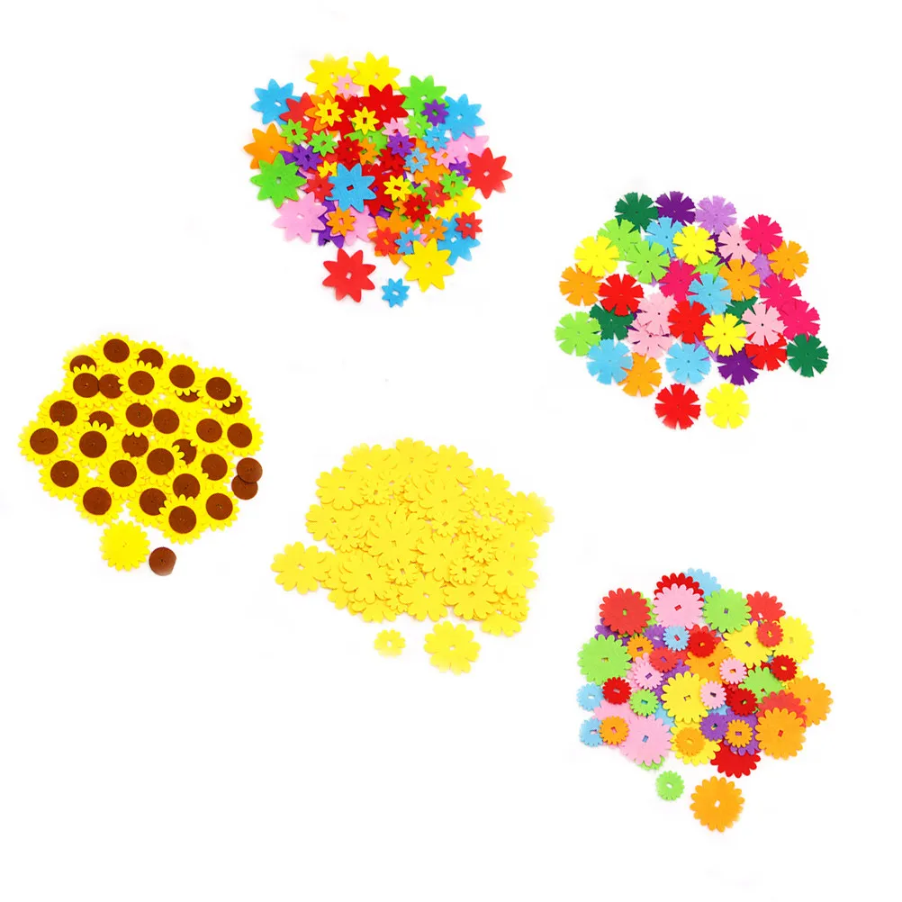 

5Sets Flower Petal Felt Flowers Bright Colors Non-Woven Fabric for DIY Craft Scrapbooking Hair Clips Embellishment