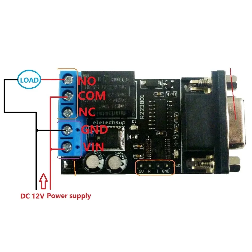 ARM MCU UART 리모컨 스위치 보드 아두이노 모듈용 DC 12V PC COM DB9 RS232 직렬 포트 지연