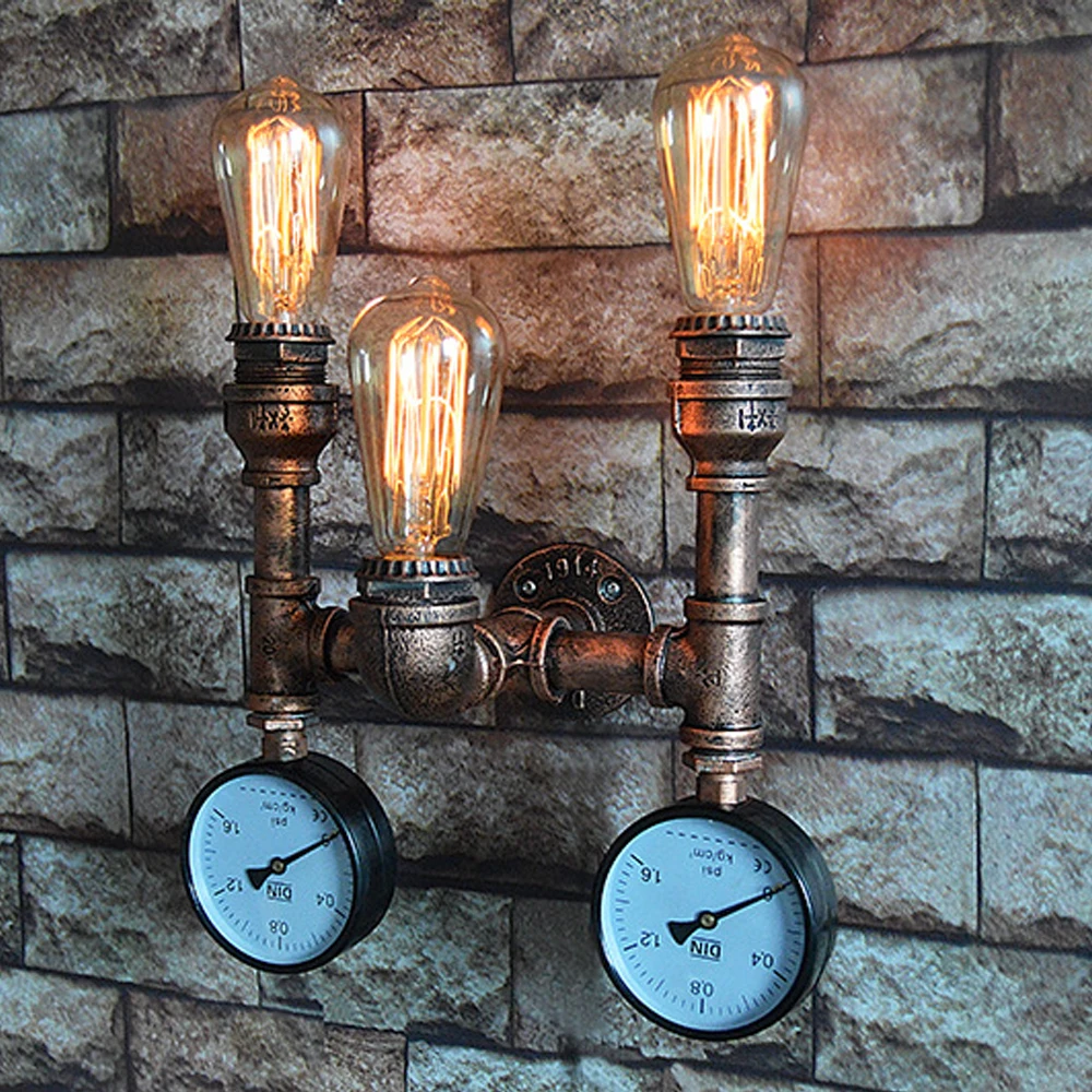 Industrial Iron Wall Light Water Pipe Retro Loft Wall Lamp Vintage E27 LED Sconce Lights Lighting Fixture Lustres Luz Home Decor