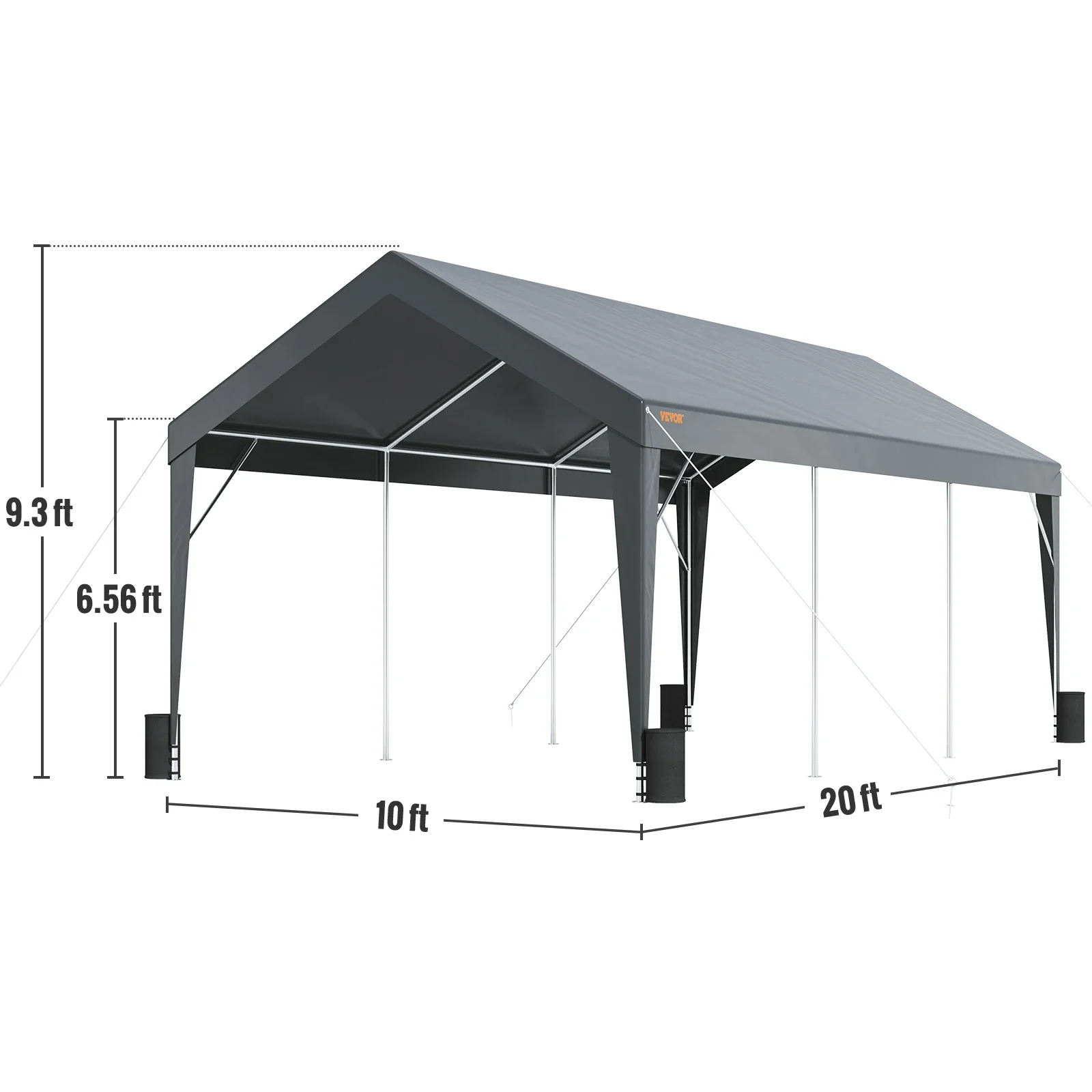 Factory Direct 2026 Heavy Duty Car Canopy Garage with 8 Reinforced Poles and 4 Weight Bags UV Resistant Waterproof Tarp