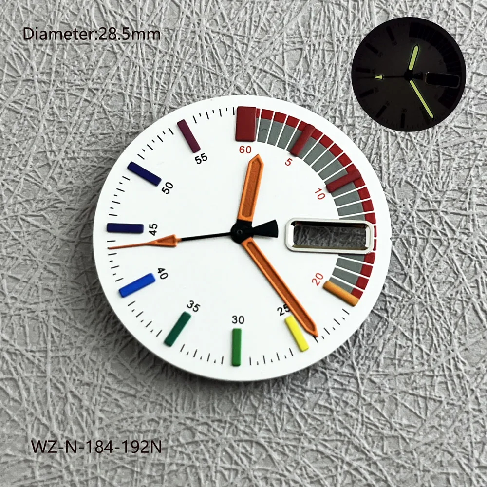 Quadrante NH36 da 28,5 mm quadrante arcobaleno lancette luminose NH36 per movimento automatico giapponese NH36 SNKK25J1 watchmods possono personalizzare il logo