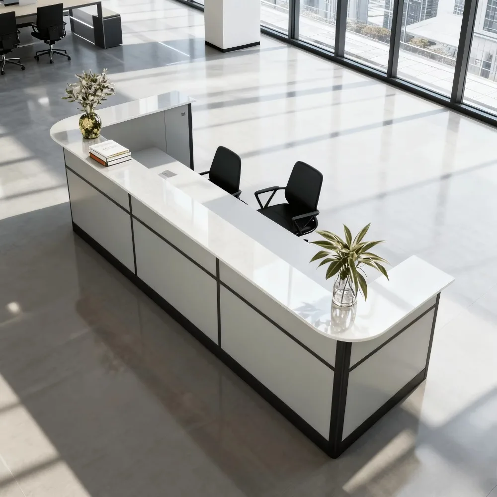 Durable Solid Wood Rectangle Office Reception - Modern Office Front Desk Reception
