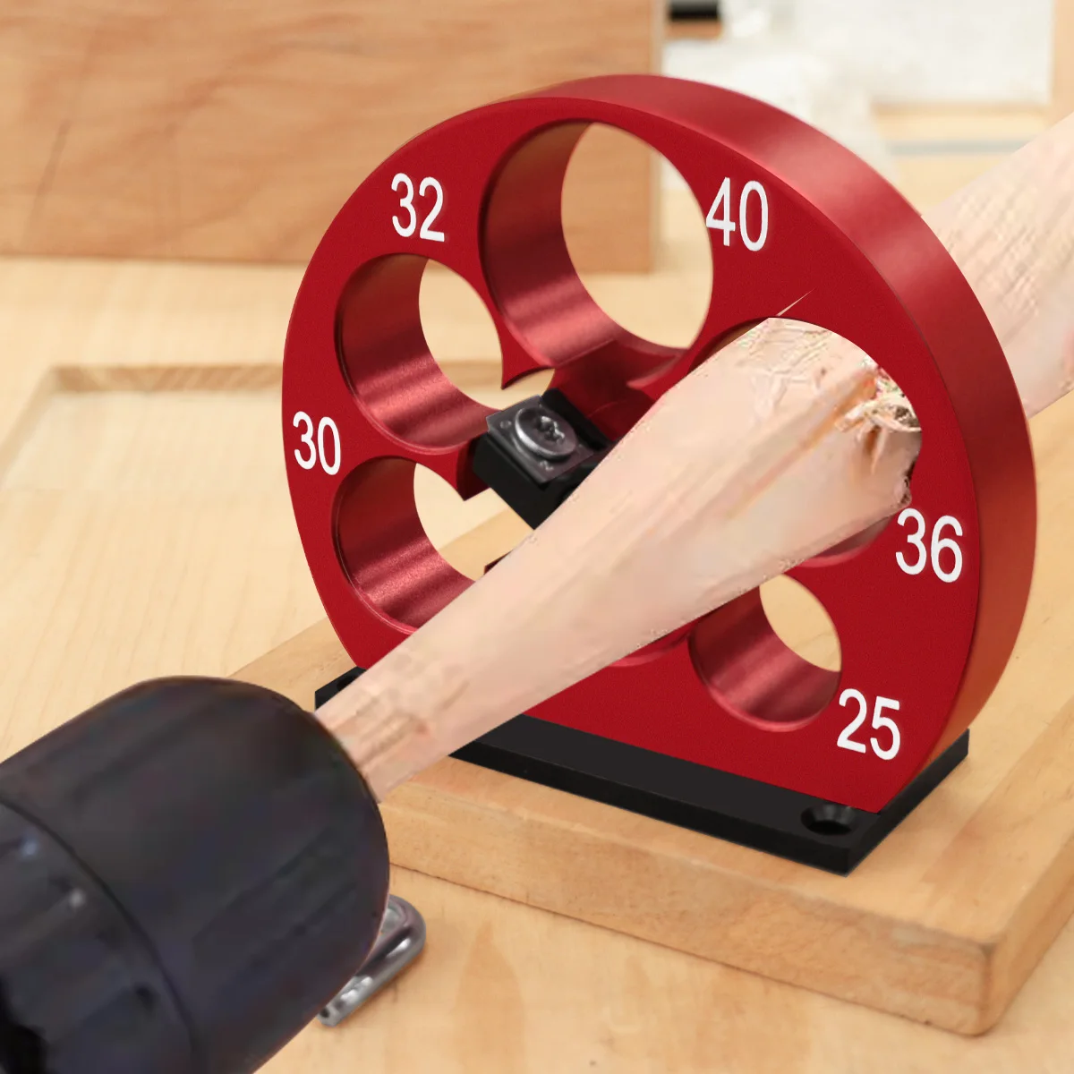 5-Holes 25-40mm Adjustable Dowel Maker Jig Dowel Cutter, Electric Drill Milling Dowel Cutter Round Rod Auxiliary Tool Wooden Rod