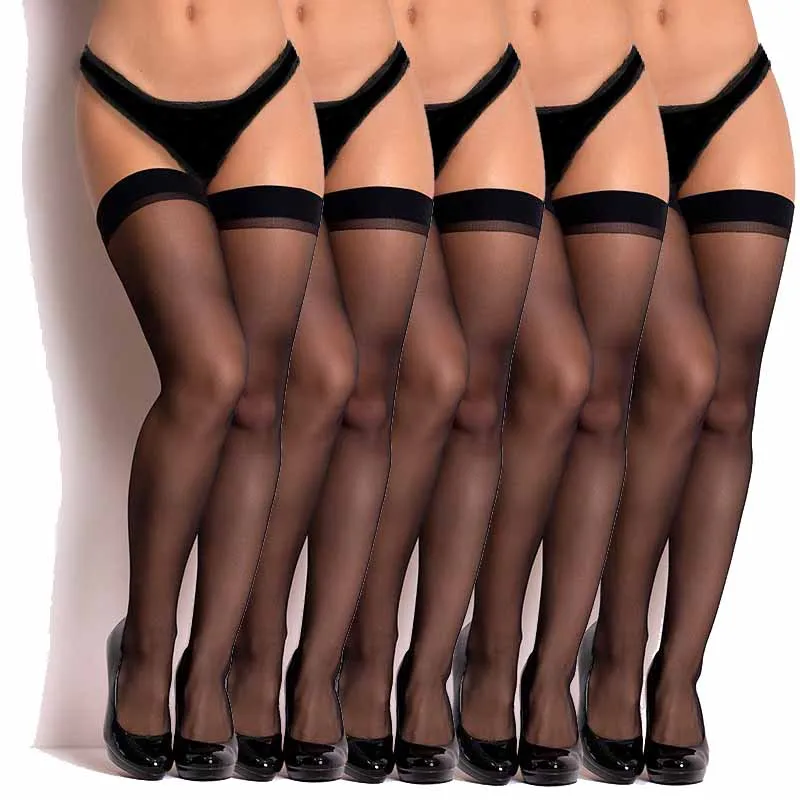 5Pair/Pack Plus Size Sexy Stockings For Women 30D Solid Color Mesh Knee Socks Female Elasticity Soft High Stocking Pantyhose New