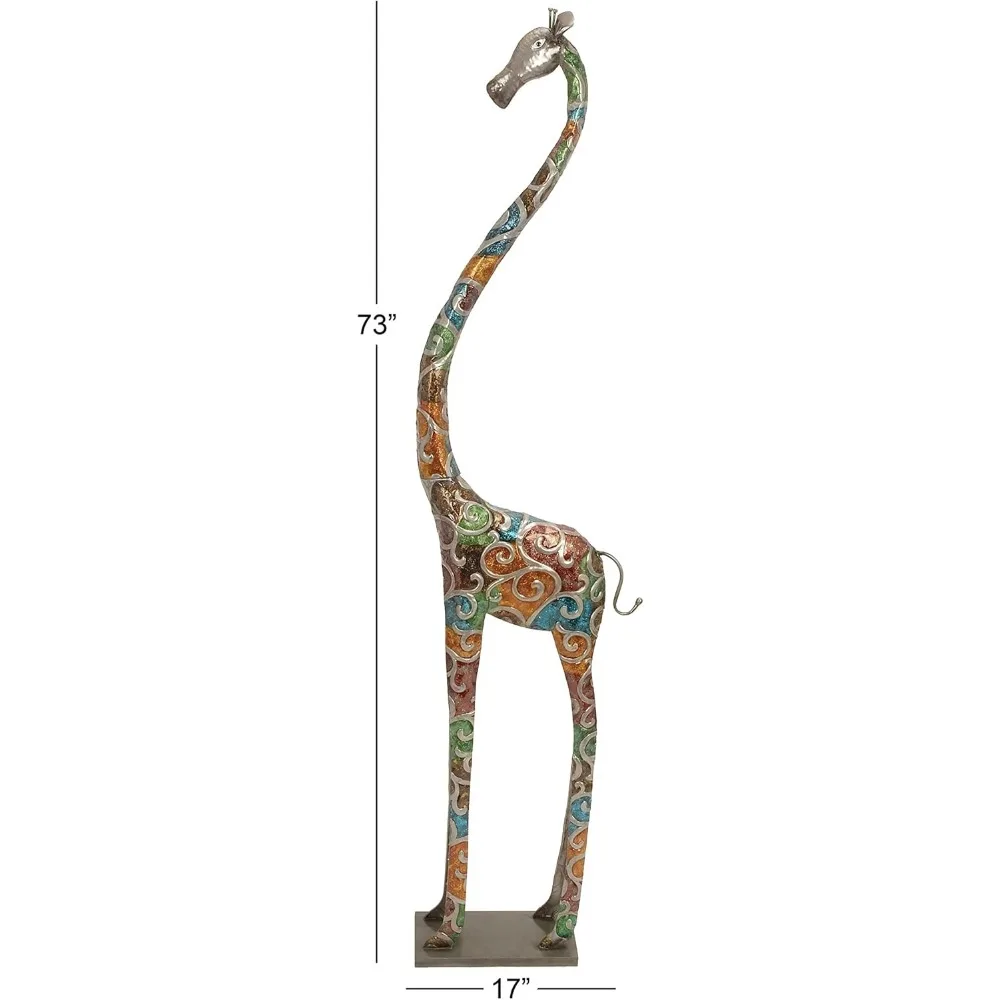 Metal Giraffe Decorative Sculpture, Indoor and Outdoor Home Decoration Sculpture, with Detailed Relief Scroll Works, Statue