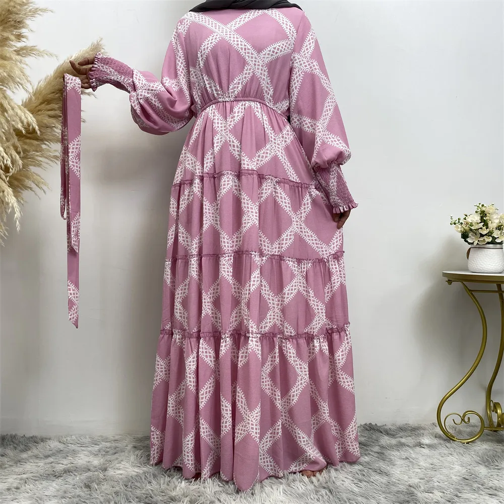

Elegant Printed Dress Women Abaya Muslim Dress African Turkey Islam Robe Dubai Abayas Kimono Morocco Clothes for Muslim Women