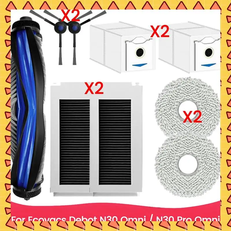 

A008 9PCS Vacuum Brush Filter And Mop Cloth Set For Ecovacs Debot N30 Omni N30 Pro Omni Vacuum Cleaner Replacement Parts