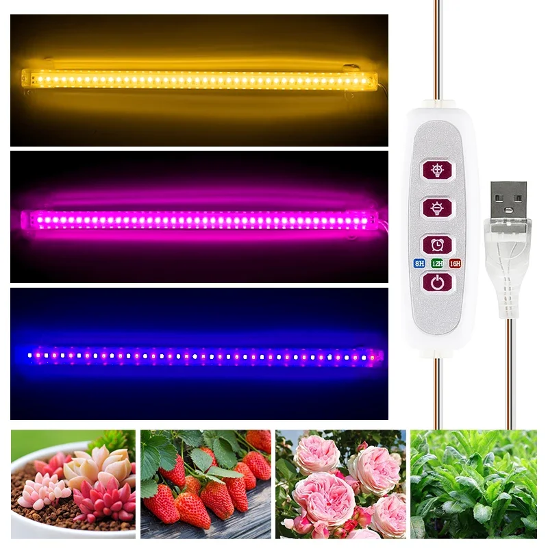 Imagem -05 - Full Spectrum Usb Plant Growing Light Led Grow Light Bar Phytolamp para Plantas de Interior Flower Seedling Tenda de Estufas 30cm 5v