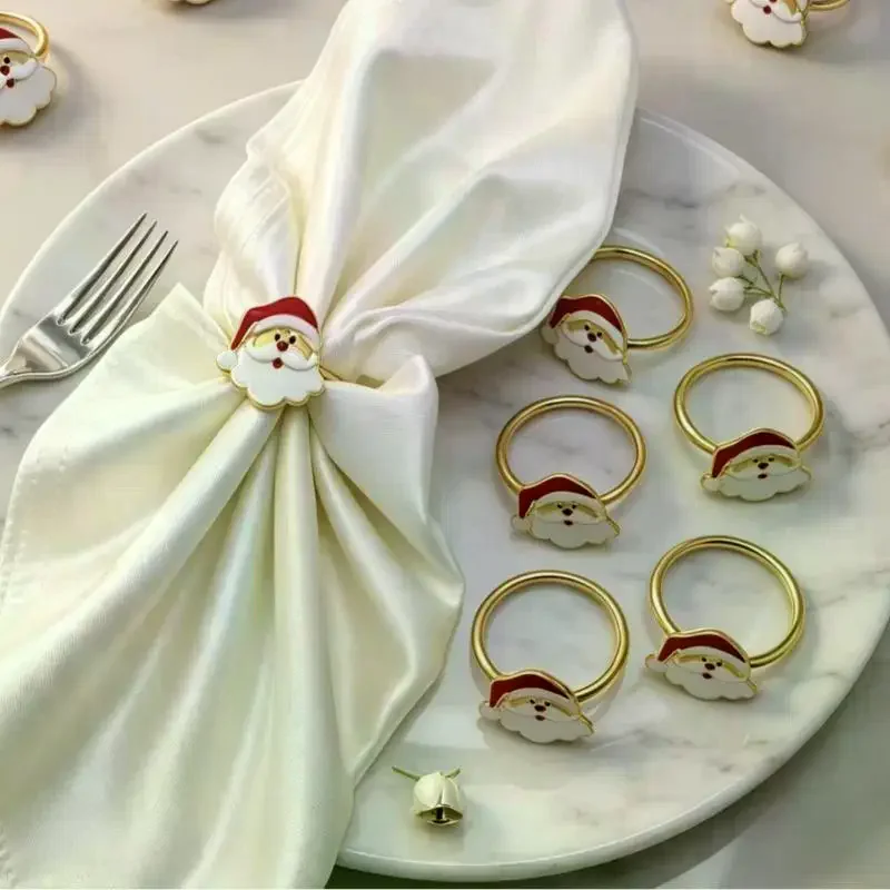 Christmas Santa Claus Napkin Rings Delicate Festive Table Ornament for Office Xmas Party Home Dining Room Decoration