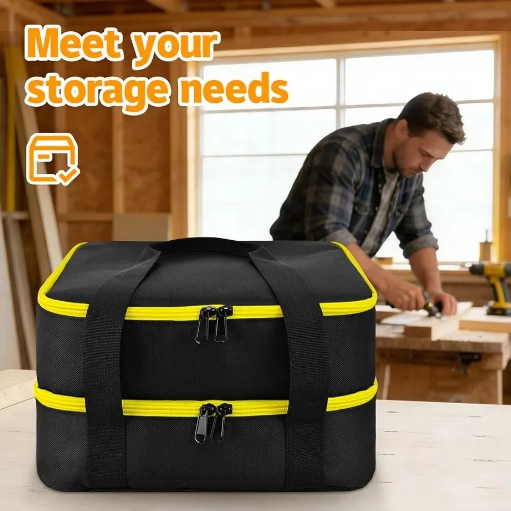Portable Battery Storage Bag Double Layer Waterproof Power Tool Accessories Charger Compatible Fit DEWALT 20V Lithium Battery