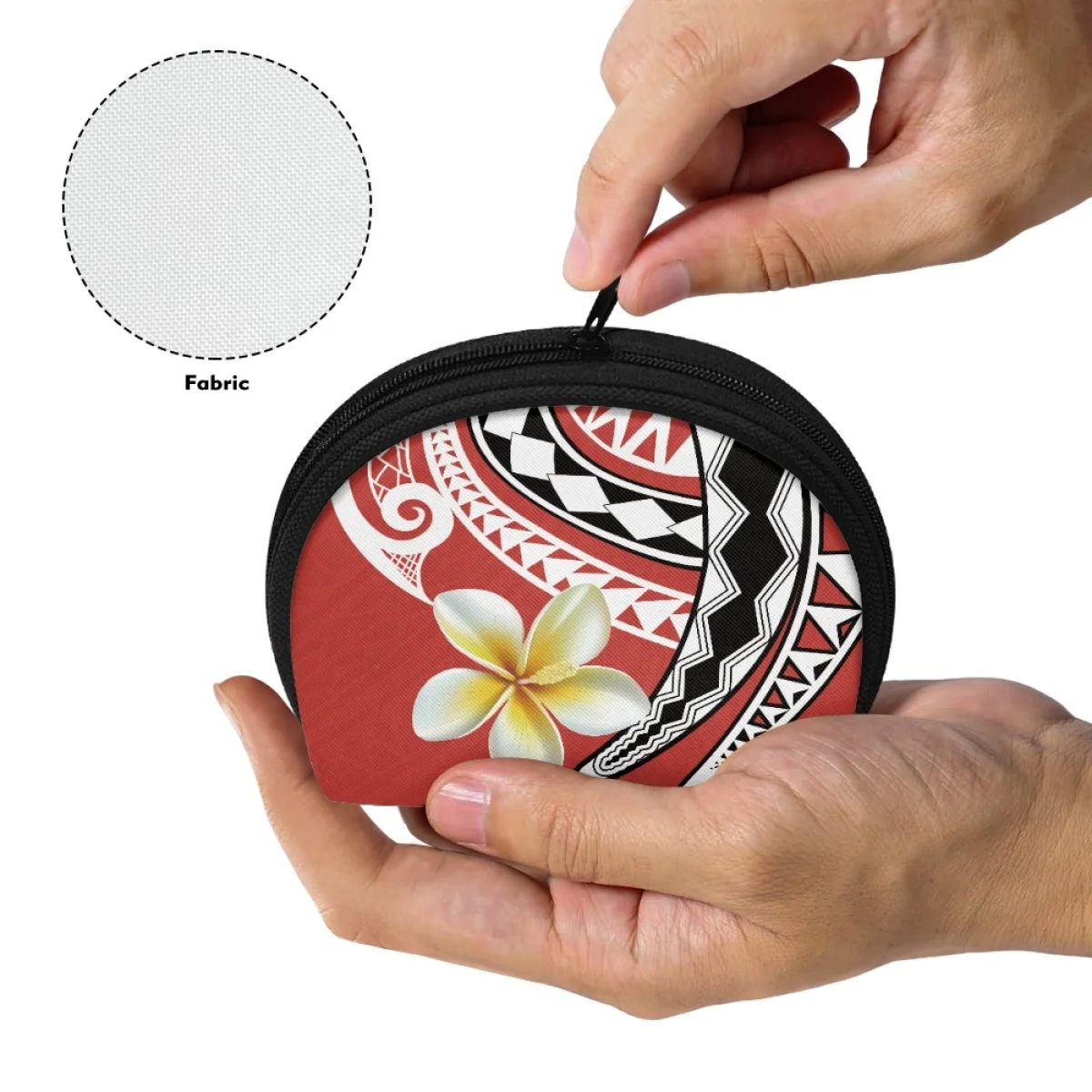 

Мини-кошелек для наушников и мелочи с принтом в полинезийском племенном гавайском стиле с красным цветком плюмерии, портативный, на заказ